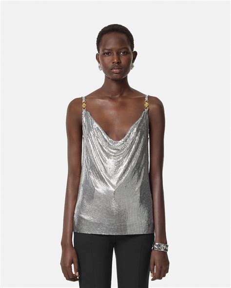 versace camisole|Metal Mesh Camisole Top .